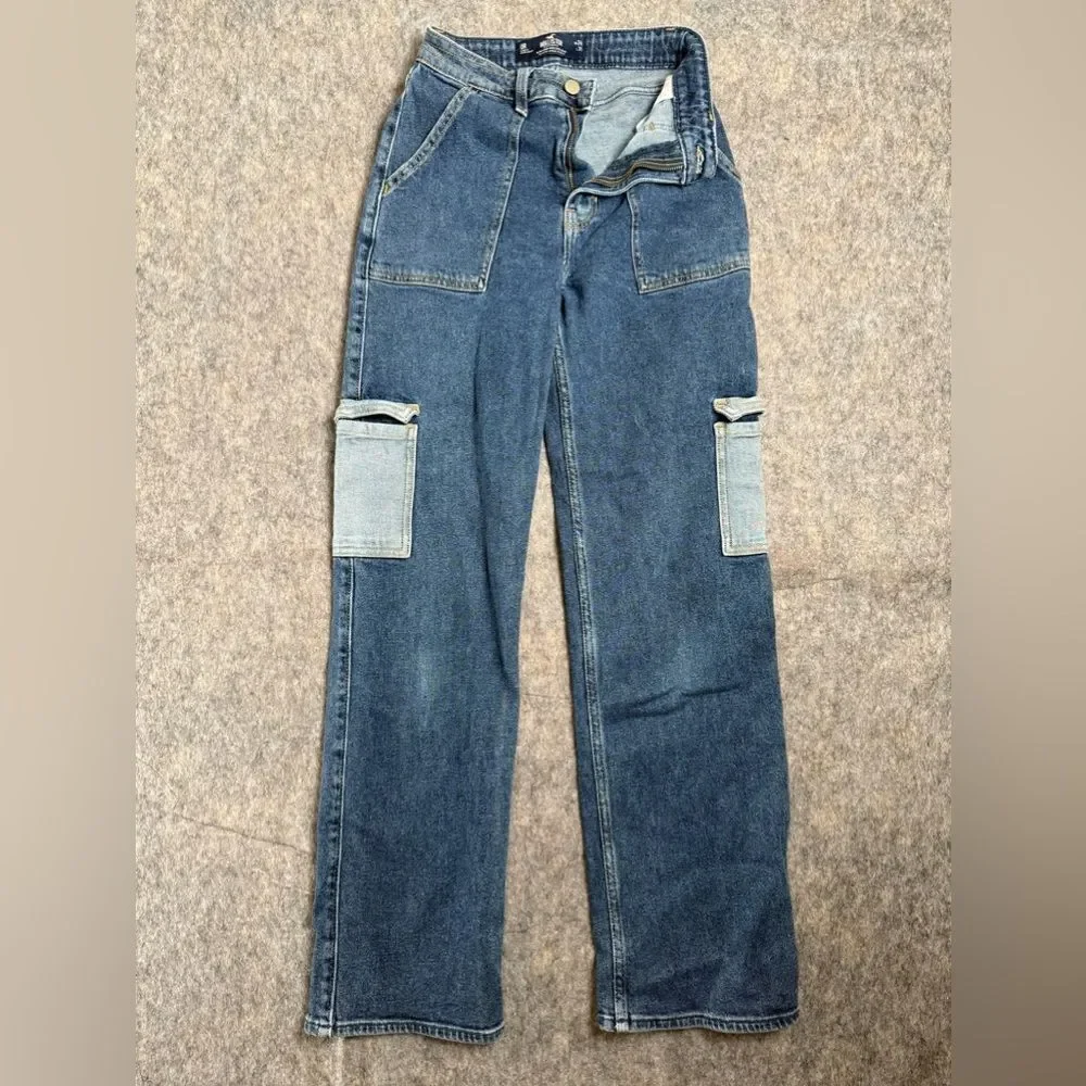 Vintage Hollister Dad‎ Jeans Women's 24 X 31 Blue Denim Cotton Ultra High Rise